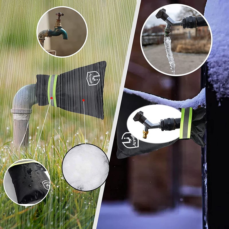 WNATN Outdoor Faucet Cover for Winter Freeze Protection,7.8"" H x 6.2"" W,Spigot Covers Winter Insulated,Waterproof Outdoor Faucet Cover Socks for Winter,Hose Bib Covers, Set of 4(Black) - Image 5